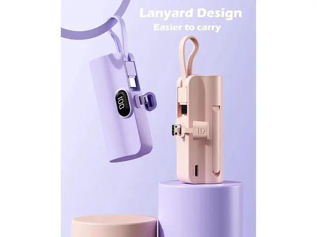 Alt view image 2 of 7 - Mini Power Bank 5500mAh Portable Power Bank Dual USB-C Ports Cell Phone Power Charger LCD LED Display Battery Compatible with iPhone 16/15 plus/15 pro/15 pro Max/Android Phone//Moto/LG etc