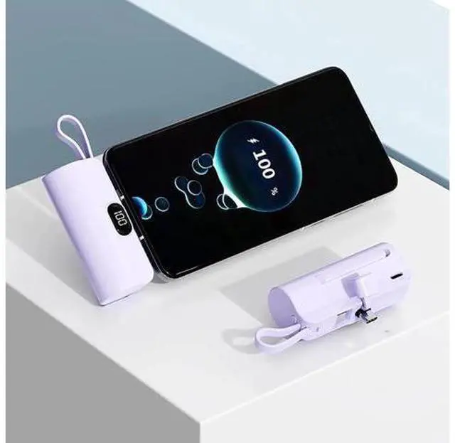 Alt view image 3 of 7 - Mini Power Bank 5500mAh Portable Power Bank Dual USB-C Ports Cell Phone Power Charger LCD LED Display Battery Compatible with iPhone 16/15 plus/15 pro/15 pro Max/Android Phone//Moto/LG etc