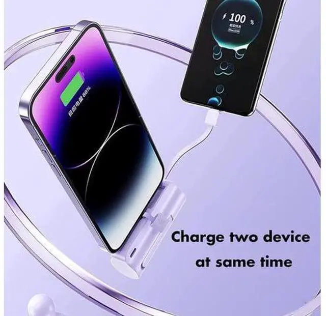 Alt view image 6 of 7 - Mini Power Bank 5500mAh Portable Power Bank Dual USB-C Ports Cell Phone Power Charger LCD LED Display Battery Compatible with iPhone 16/15 plus/15 pro/15 pro Max/Android Phone//Moto/LG etc