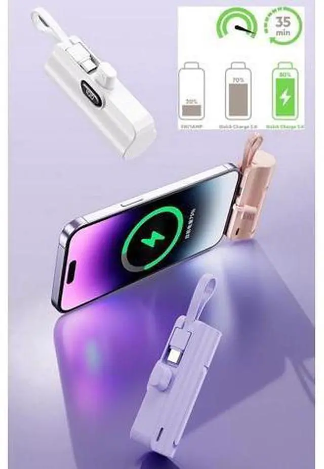 Alt view image 7 of 7 - Mini Power Bank 5500mAh Portable Power Bank Dual USB-C Ports Cell Phone Power Charger LCD LED Display Battery Compatible with iPhone 16/15 plus/15 pro/15 pro Max/Android Phone//Moto/LG etc