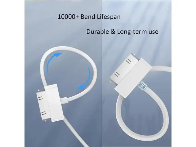 Alt view image 4 of 7 - 30-Pin Charger Cable Compatible for Old iPhone 4 4S 3GS Old iPad 1st 2nd 3rd Generation iPod Classic 1st 2nd 3rd Gen Touch 4th iPod Nano 5th 6th Gen USB Fast Charge & Sync Charging Cord 1-Pack