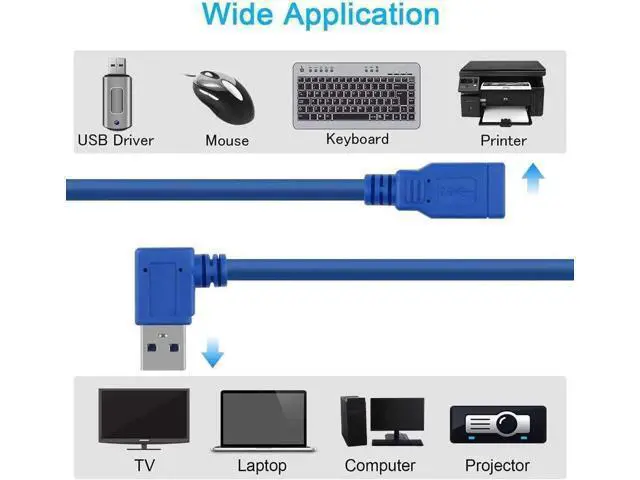 Alt view image 2 of 7 - USB 3.0 Extension Cable 1FT 2 Pack 90 Degree Left & Right Angle USB Adapter Male to Female Short USB3 Cables Up & Down for Laptop TV USB Disk Mouse Hard Disk Camera