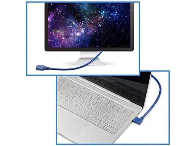 Alt view image 4 of 7 - USB 3.0 Extension Cable 1FT 2 Pack 90 Degree Left & Right Angle USB Adapter Male to Female Short USB3 Cables Up & Down for Laptop TV USB Disk Mouse Hard Disk Camera
