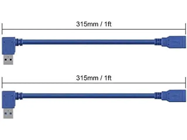 Alt view image 6 of 7 - USB 3.0 Extension Cable 1FT 2 Pack 90 Degree Left & Right Angle USB Adapter Male to Female Short USB3 Cables Up & Down for Laptop TV USB Disk Mouse Hard Disk Camera