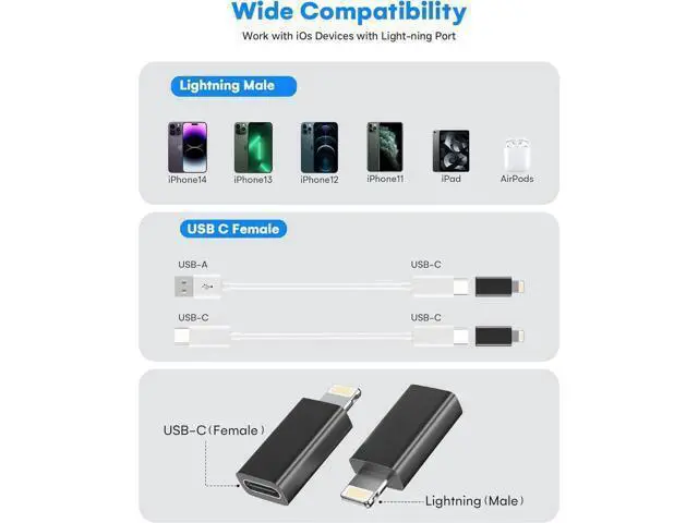 Alt view image 4 of 6 - MFi Certified 27W USB C to Lightning Adapter (4 Pack) - Fast Charging Data Sync Lightning to USB Type C Cable Adapter for iPhone14/13/12 Series iPad AirPods with Anti-Lost Loop Not for Audio/OTG