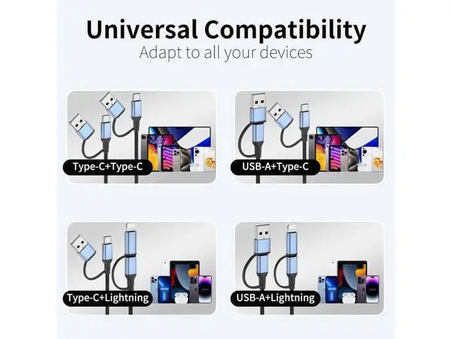 Alt view image 2 of 7 - 4 in 1 Charging Cable 2 FT Car Charger Cable for iPhone 16 15 Pro 60W Fast Charging USB C Lightning Adapter USB C to USB C 4 in 1 Multi Charger Cord for iPhone 16/15/14/13/12 Series iPad Pixel