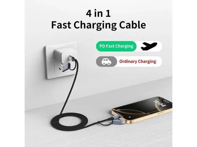 Alt view image 3 of 7 - 4 in 1 Charging Cable 2 FT Car Charger Cable for iPhone 16 15 Pro 60W Fast Charging USB C Lightning Adapter USB C to USB C 4 in 1 Multi Charger Cord for iPhone 16/15/14/13/12 Series iPad Pixel