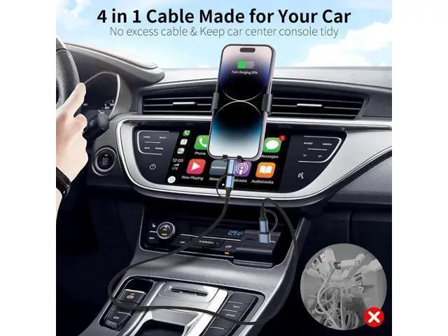 Alt view image 6 of 7 - 4 in 1 Charging Cable 2 FT Car Charger Cable for iPhone 16 15 Pro 60W Fast Charging USB C Lightning Adapter USB C to USB C 4 in 1 Multi Charger Cord for iPhone 16/15/14/13/12 Series iPad Pixel