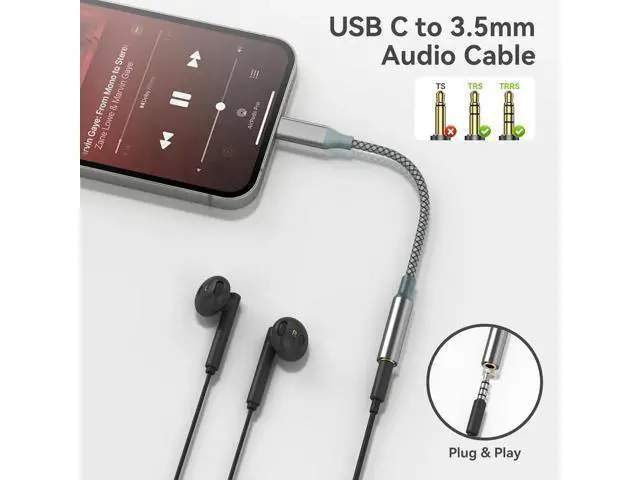 Alt view image 4 of 7 - 2PC USB C to Aux Audio Dongle Cable Cord Type C to 3.5mm Female Headphone Jack Adapter for iPhone 16 Pro Max/16 Pro 15 Pro Max/15 Pro/15 Plus Galaxy S23/S22/S21 Ultra Pixel iPad Pro MacBook