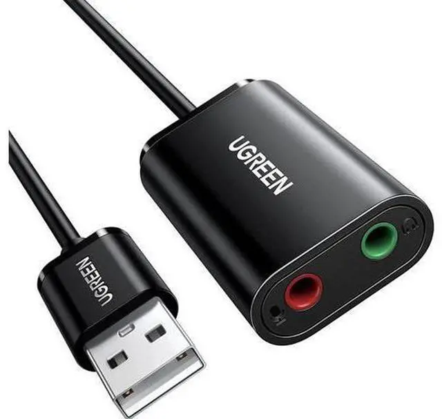 Main image of USB to Audio Jack Sound Card Adapter with Dual TRS 3-Pole 3.5mm Headphone and Microphone USB to Aux 3.5mm External Audio Converter for Windows Mac Linux PC Laptops Desktops PS5 Switch 2
