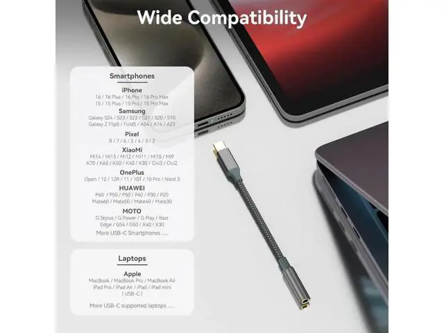 Alt view image 6 of 7 - 2PC USB C to Aux Audio Dongle Cable Cord Type C to 3.5mm Female Headphone Jack Adapter for iPhone 16 Pro Max/16 Pro 15 Pro Max/15 Pro/15 Plus Galaxy S23/S22/S21 Ultra Pixel iPad Pro MacBook