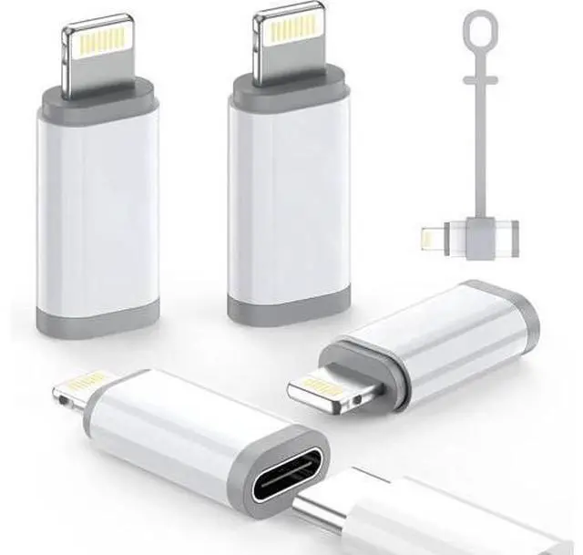 Main image of MFi Certified 27W USB C to Lightning Adapter (4 Pack) - Fast Charging Data Sync Lightning to USB Type C Cable Adapter for iPhone14/13/12 Series iPad AirPods with Anti-Lost Loop Not for Audio/OTG