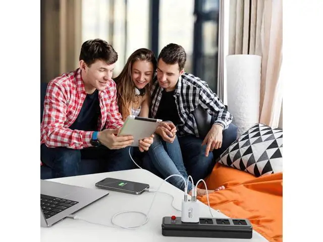 Alt view image 4 of 7 - USB C Block 40W 4 Ports Wall Plug Fast Charging Block PD+QC Multiport Power Adapter USB C Charger Type C for iPhone 16 15 14 13 12 11 Pro Max X Xr Xs 8 7 Watch Galaxy Phones (White 1Pack)