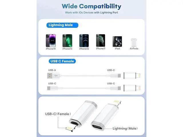 Alt view image 7 of 7 - MFi Certified 27W USB C to Lightning Adapter (4 Pack) - Fast Charging Data Sync Lightning to USB Type C Cable Adapter for iPhone14/13/12 Series iPad AirPods with Anti-Lost Loop Not for Audio/OTG