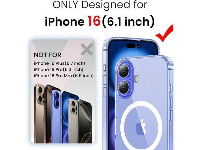 Alt view image 2 of 7 - 3 in 1 for iPhone 16 Case Clear with MagSafe Not Yellowing Screen Protector*1 Camera Lens Protector*1 Military-Grade Protection for iPhone 16 Phone Case 6.1 inch Clear