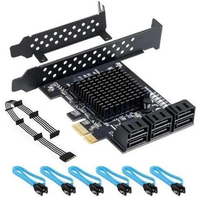 Main image of 6 Port PCIe SATA 3.0 Expansion Card, 6Gbps PCIe SATA Controller with 6 SATA Cables + SATA Power Splitter Cable, Low Profile Bracket, Support Boot as System Disk