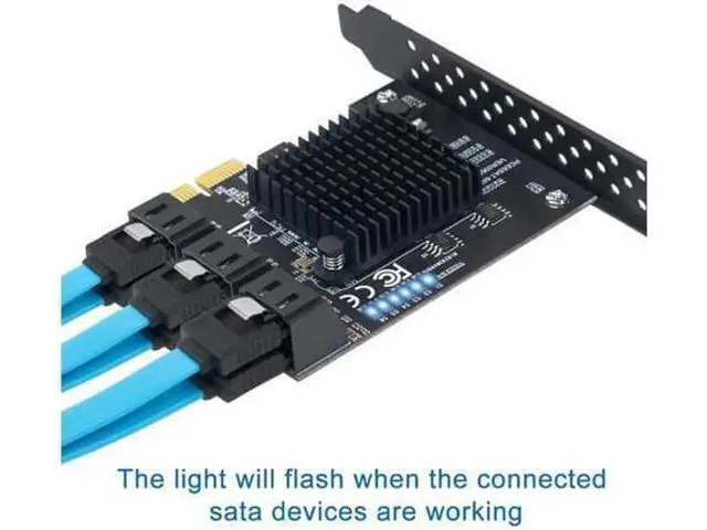 Alt view image 7 of 7 - 6 Port PCIe SATA 3.0 Expansion Card, 6Gbps PCIe SATA Controller with 6 SATA Cables + SATA Power Splitter Cable, Low Profile Bracket, Support Boot as System Disk
