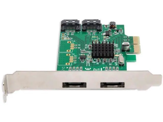 Alt view image 3 of 6 - SI-PEX40058 PCIe 2.0 x2 Controller Card, 2-Port SATA III + 2-Port eSATA III with HyperDuo, Green