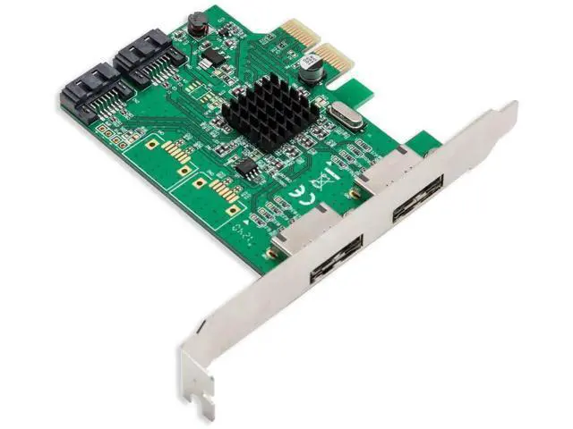 Alt view image 2 of 6 - SI-PEX40058 PCIe 2.0 x2 Controller Card, 2-Port SATA III + 2-Port eSATA III with HyperDuo, Green
