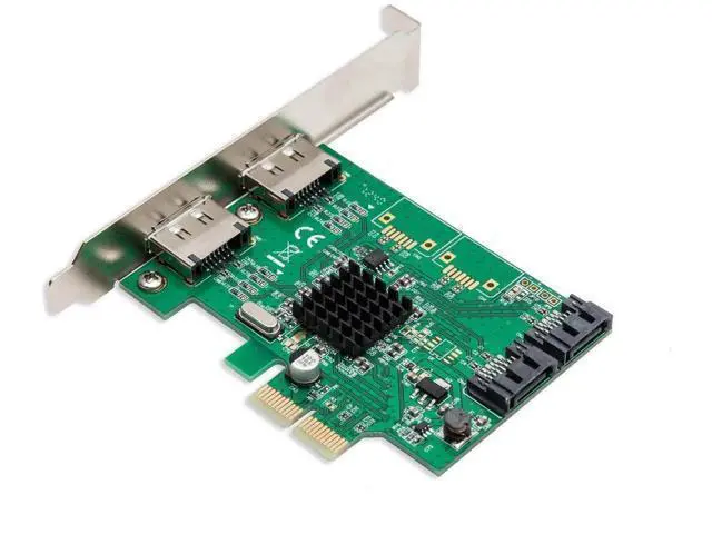Alt view image 4 of 6 - SI-PEX40058 PCIe 2.0 x2 Controller Card, 2-Port SATA III + 2-Port eSATA III with HyperDuo, Green