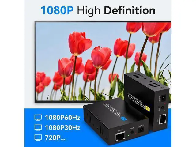 Alt view image 4 of 7 - 400Ft/120m HDMI Extender Over Ethernet Cat5/Cat6 Balun with Loop Out & Auto EDID, 1080P@60Hz 3D Full HD Transmitter Receiver Kit
