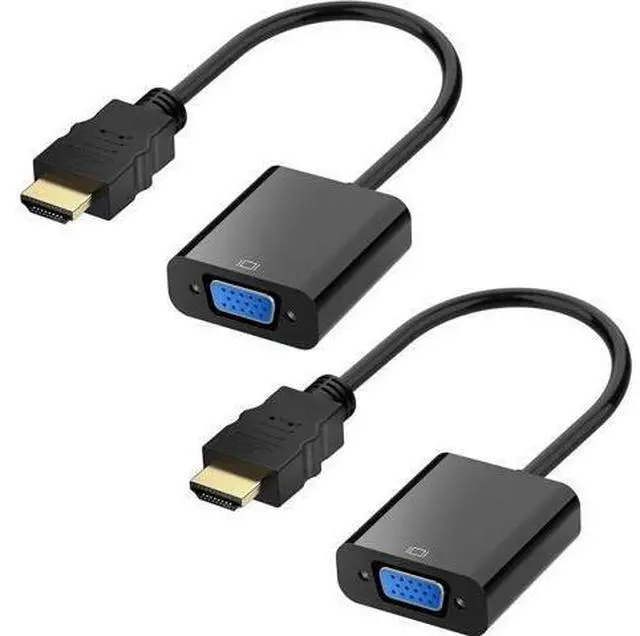 Main image of HDMI to VGA, Gold-Plated HDMI to VGA Adapter (Male to Female) for Computer, Desktop, Laptop, PC, Monitor, Projector, HDTV, Chromebook, Raspberry Pi, Roku, Xbox and More - Black 2pack