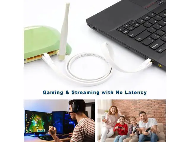 Alt view image 7 of 7 - 75FT/22M Cat8 Shielded Flat Ethernet Cable, 40Gbps 2000MHz SFTP Heavy Duty RJ45 In-Wall High Speed Internet LAN Cable