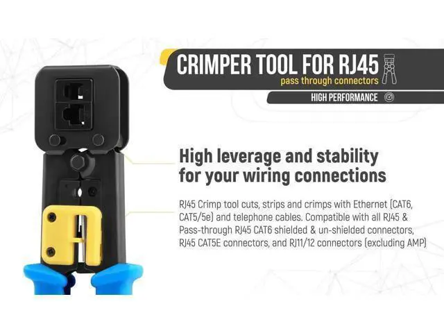Alt view image 5 of 7 - 2 Items Bundle: RJ45 Crimping Tool + 200 Pack Cat5e Pass Through Connectors, Ethernet Cable Crimp Tool Set for Cat5e Network Cable Wiring Repair