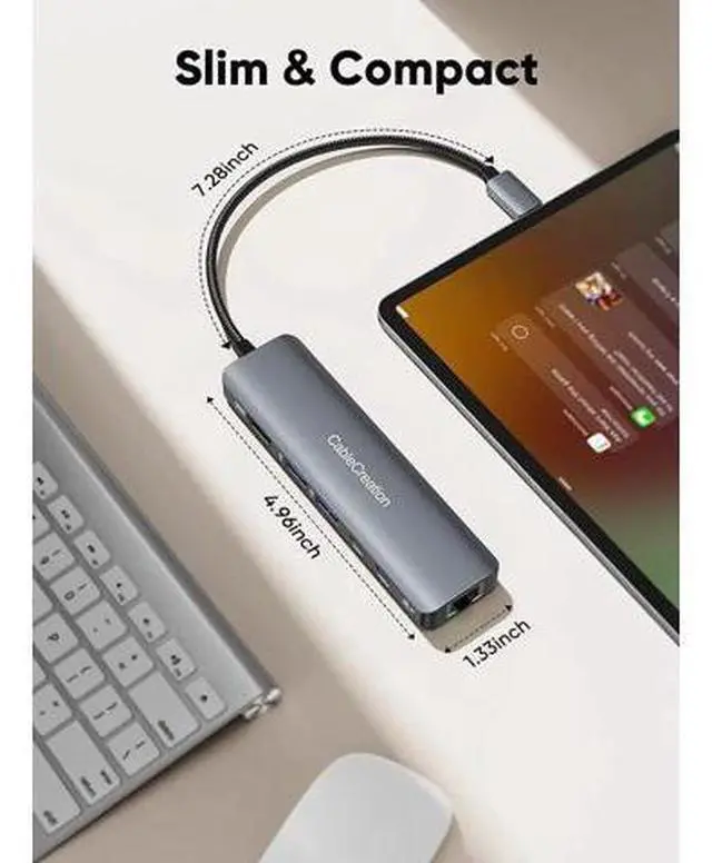 Alt view image 7 of 7 - USB C Hub Multiport Adapter, CableCreation 6 in 1 USB-C Hub with 4K 60Hz HDMI, 100W PD, USB-C and 2 USB 3.0 5Gbps Data Ports, SD/TF Card Slots for Steam Deck, MacBook Pro/Air, iPad Pro, Pixelbook