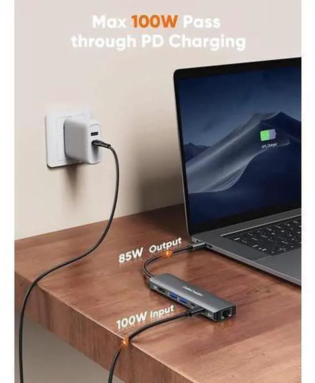 Alt view image 4 of 7 - USB C Hub Multiport Adapter, CableCreation 6 in 1 USB-C Hub with 4K 60Hz HDMI, 100W PD, USB-C and 2 USB 3.0 5Gbps Data Ports, SD/TF Card Slots for Steam Deck, MacBook Pro/Air, iPad Pro, Pixelbook