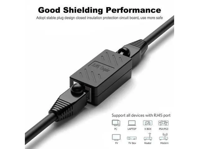 Alt view image 5 of 7 - RJ45 Inline Coupler, Female to Female Ethernet Cable Extender Connector, Cat5/Cat5e/Cat6/Cat7 Network Coupler Adapter for LAN Cable Extension, Black, 20 Pack