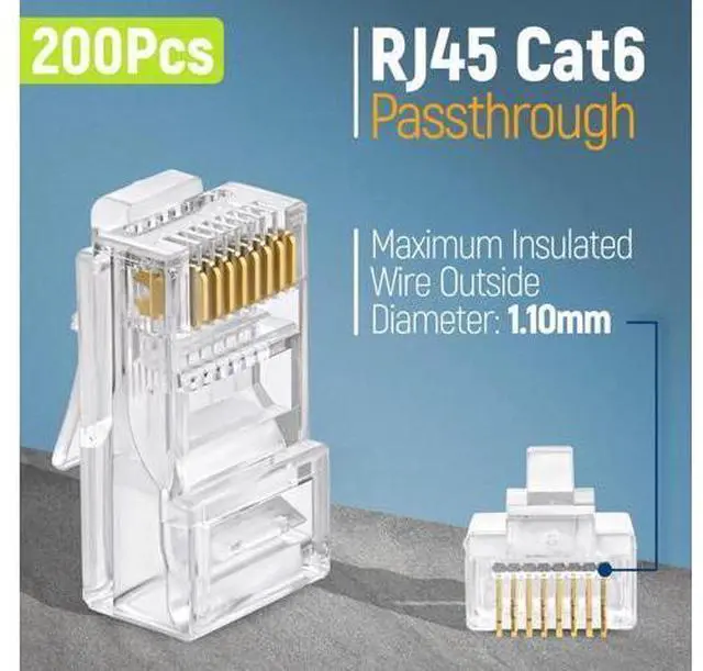 Alt view image 3 of 7 - 2 Items Bundle: RJ45 Crimping Tool Kit + 200 Pack Cat6 Pass Through RJ45 Connectors, Professional Ethernet Crimp Tool Set for Cat6 Cat5e Network Cable Wiring