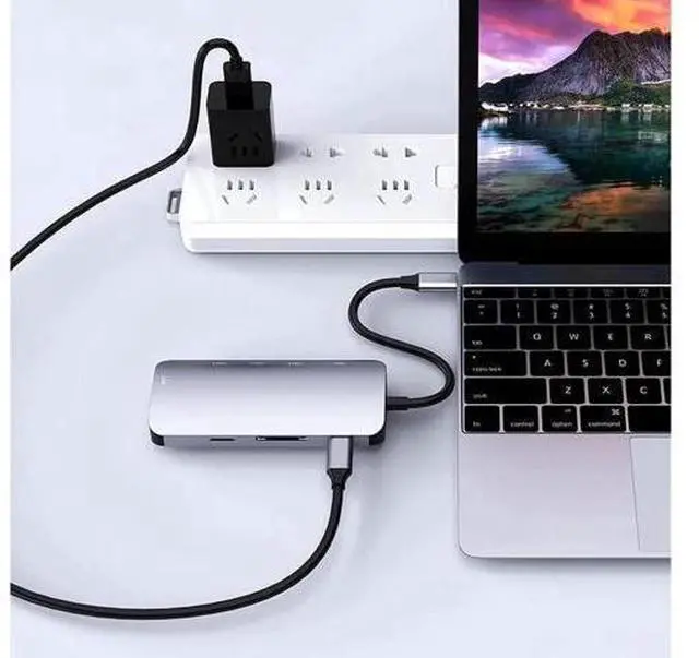 Alt view image 3 of 6 - 8 in 1 USB C Hub with Gigabit Ethernet Port, 1000M RJ45 USB C Multiport Adapter, 4K HDMI, 60W PD Fast Charging, 5Gbps Data Transfer, SD/TF Card Reader, Ultra Flat Design