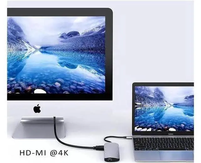 Alt view image 4 of 6 - 8 in 1 USB C Hub with Gigabit Ethernet Port, 1000M RJ45 USB C Multiport Adapter, 4K HDMI, 60W PD Fast Charging, 5Gbps Data Transfer, SD/TF Card Reader, Ultra Flat Design