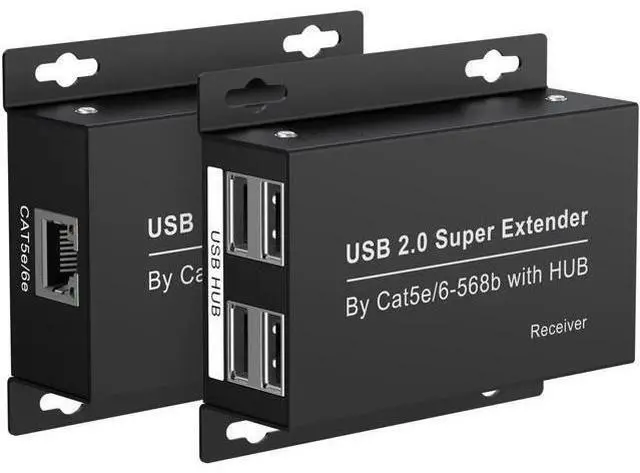 Main image of USB 2.0 Extender Over Ethernet, Up to 200ft Long Range RJ45 Cat5e/Cat6 Network Extension Hub, 480Mbps High Speed Transmission, Support 2 Synchronous Cameras, Compatible with Windows, MacOS, Android, L