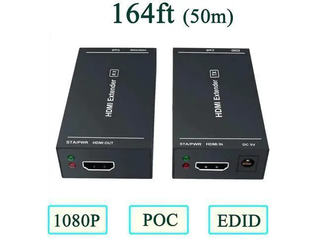 Alt view image 3 of 7 - 1080P@60Hz HDMI Extender Over Single Cat5e/Cat6/Cat7 Cable, Full HD 3D Uncompressed Transmission Up to 164Ft/50m, HDMI Transmitter and Receiver Kit with EDID & POC Function