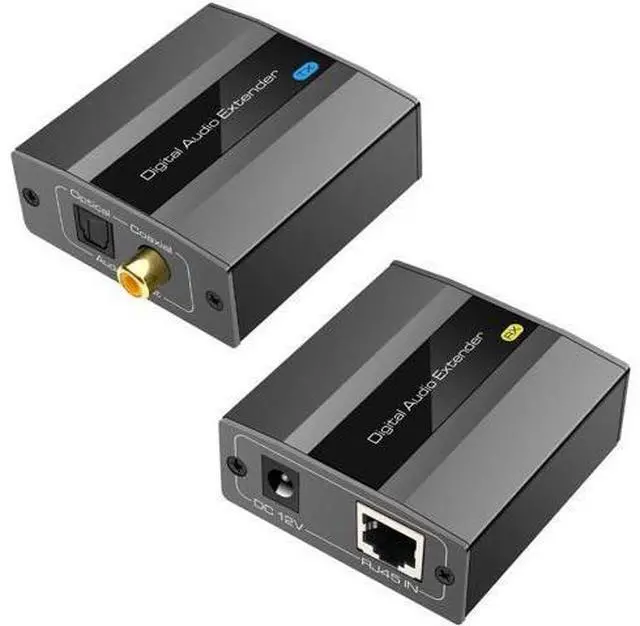 Main image of Optical Coaxial Digital Audio Extender Over Single Cat5e Cat6 Cat7 Cable, Up to 1640ft POC Audio Adapter Converter Support DTS 5.1 PCM Stereo