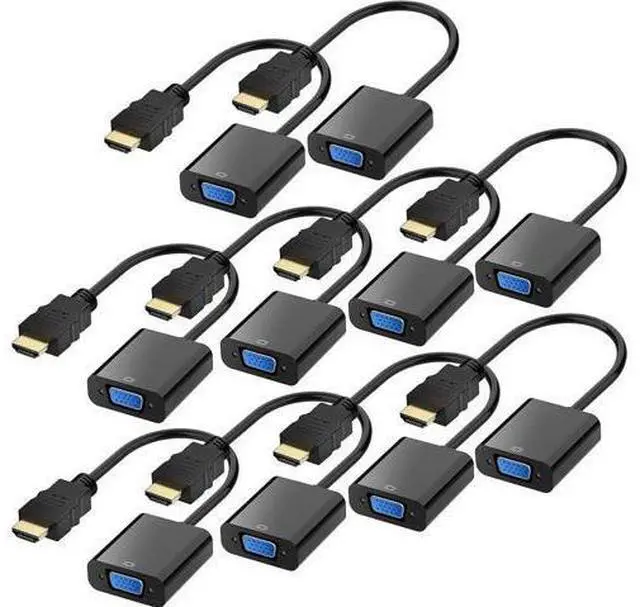 Main image of HDMI to VGA, Gold-Plated HDMI to VGA Adapter (Male to Female) for Computer, Desktop, Laptop, PC, Monitor, Projector, HDTV, Chromebook, Raspberry Pi, Roku, Xbox and More - Black 10 packs