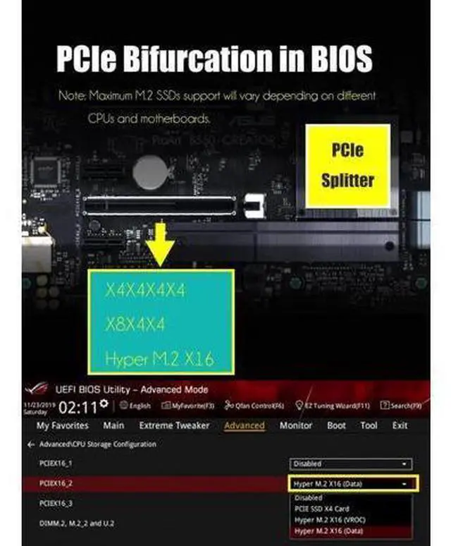 Alt view image 6 of 7 - PA41 Quad M.2 NVMe to PCIe 4.0 X16 Adapter Card, 4 Slot M.2 M-Key NVMe SSD Converter Support 2230 2242 2260 2280 22110