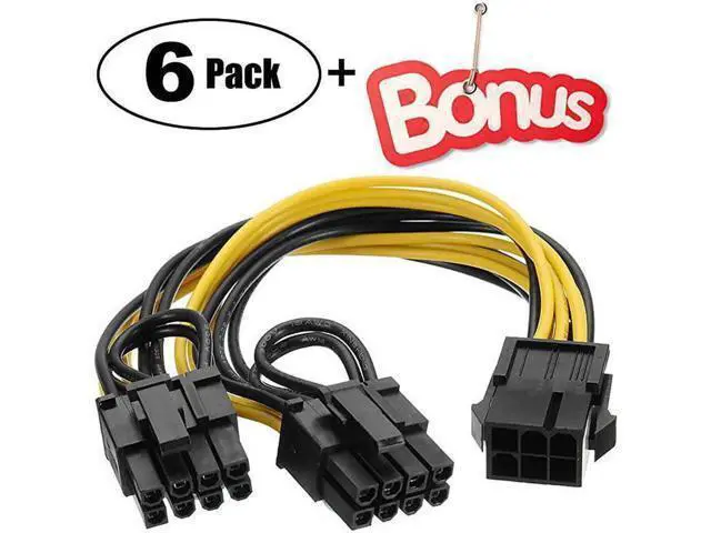 Alt view image 3 of 4 - 6 Pack 9 Inch Sleeved PCIe 6 Pin to Dual 8 Pin (6+2) Y-Splitter Cable, GPU VGA Power Adapter Extension Cord with Bonus, PCI Express Graphics Card Power Splitter for Mining Rigs & Desktop PC Builds