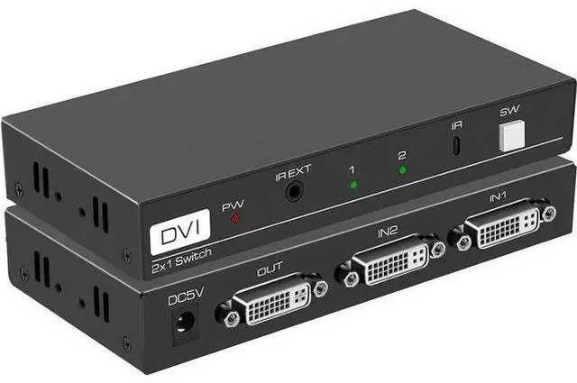 Main image of 2 in 1 Out DVI Switch, 4K DVI Port Switcher Selector with HDCP, DVI Splitter Switch for PC Laptop DVR Projector HDTV