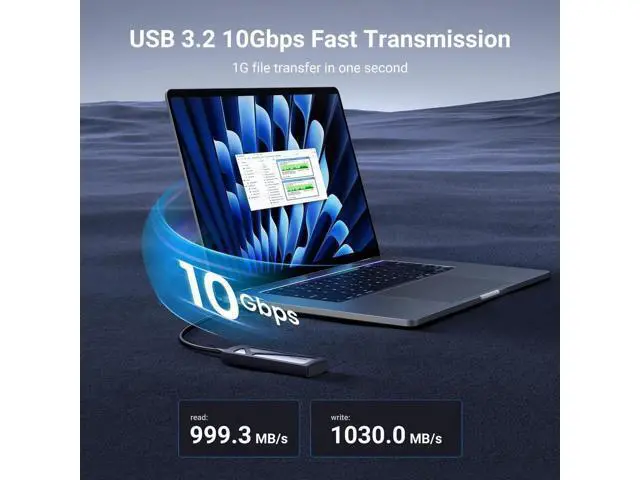 Alt view image 3 of 7 - UGREEN M.2 NVMe SSD Enclosure, Tool-Free USB C External Case 10Gbps M.2 NVMe to USB Adapter Reader, Supports M Key B+M Key 2230 2242 2260 2280 SSD