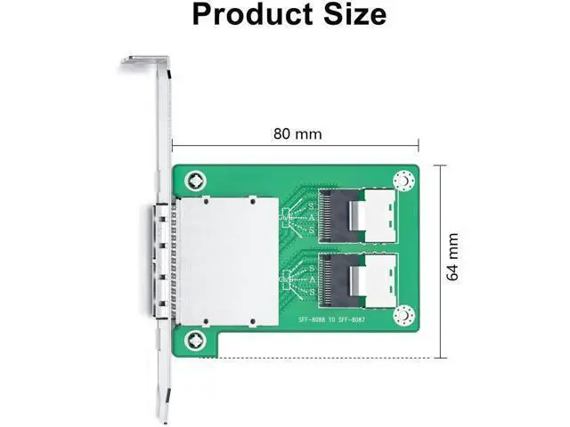 Alt view image 4 of 5 - Dual Mini SAS SFF-8088 to SFF-8087 Mini SAS Adapter with Low Profile & Full Height Bracket