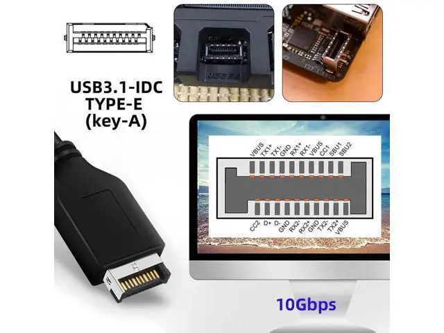 Alt view image 5 of 7 - 10Gbps PCI-E USB Expansion Card, Dual Type-C + Type-E USB 3.1 Front Panel Socket + USB3.0 19Pin/20Pin Header, ASM3142 VL822 Chipset PCIe Adapter