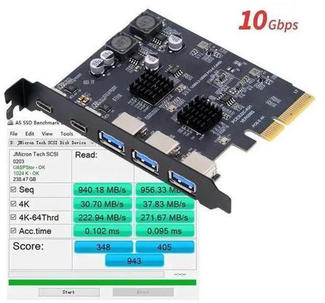 Alt view image 3 of 7 - SuperSpeed 10Gbps PCI-E Expansion Card, PCI Express to 3 Ports USB3.0 Type-A Back Panel Socket & Dual USB3.1 Type-C Adapter with ASM3142 VL822 Chipset
