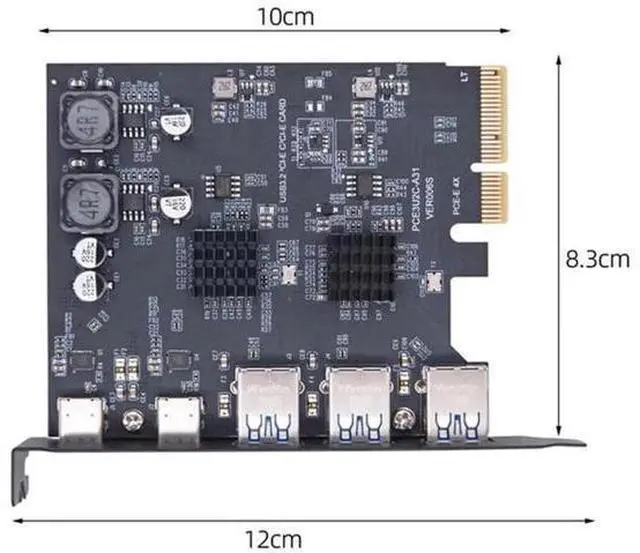 Alt view image 4 of 7 - SuperSpeed 10Gbps PCI-E Expansion Card, PCI Express to 3 Ports USB3.0 Type-A Back Panel Socket & Dual USB3.1 Type-C Adapter with ASM3142 VL822 Chipset