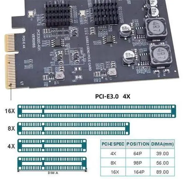 Alt view image 7 of 7 - SuperSpeed 10Gbps PCI-E Expansion Card, PCI Express to 3 Ports USB3.0 Type-A Back Panel Socket & Dual USB3.1 Type-C Adapter with ASM3142 VL822 Chipset