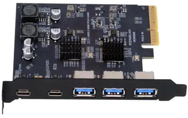 Main image of 10Gbps PCI-E Express Expansion Card, 3 Type-A USB 3.0 + Dual USB 3.1 Type-C Back Panel Adapter, Built-in ASM3142 VL822 Controller Chip