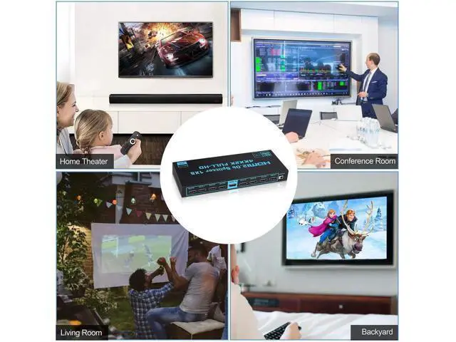 Alt view image 6 of 7 - 1x8 HDMI Splitter 4K@60Hz HDMI 2.0b, 1 in 8 Out Audio Video Distributor Box with EDID & Power Adapter, Support 3D HDCP2.2 18.5Gbps Compatible with PS5 Fire Stick PC