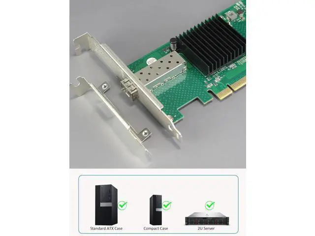 Alt view image 2 of 7 - ST7315 1-Port 10G SFP+ Ethernet NIC, Intel 82599EN Controller, PCIe 2.0 X4 Network Adapter, Compatible with Windows 11/10, Windows Server, Linux, VMware ESXi, Non-Mac OS